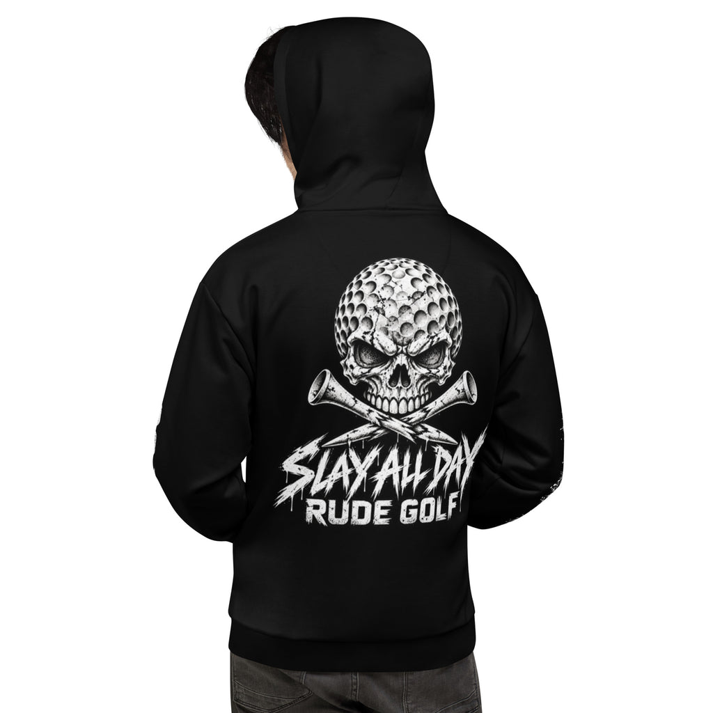 SLAY THE DAY Skull Golf Hoodie — back view