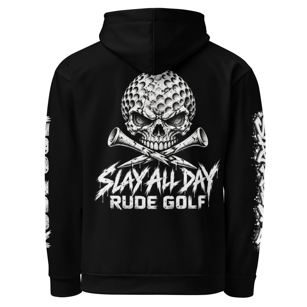 SLAY THE DAY Skull Golf Hoodie — back view