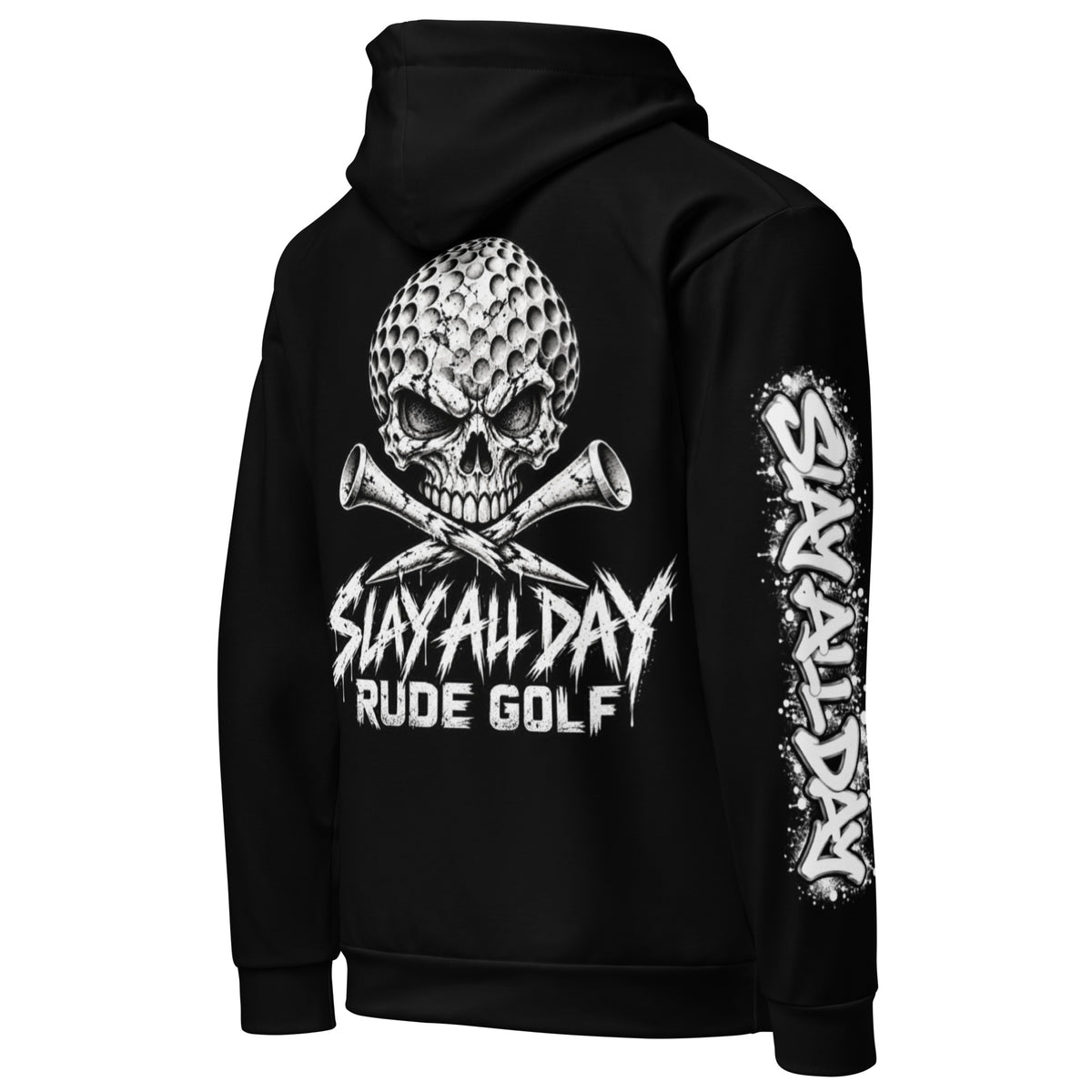 SLAY THE DAY Skull Golf Hoodie — right back view