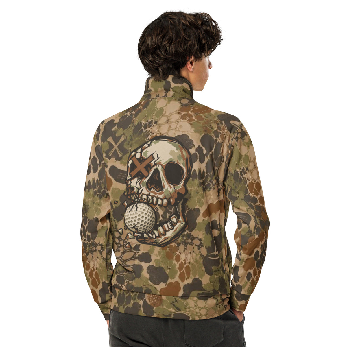 SO RUDE — Hex Skull Camo Track Jacket — back view