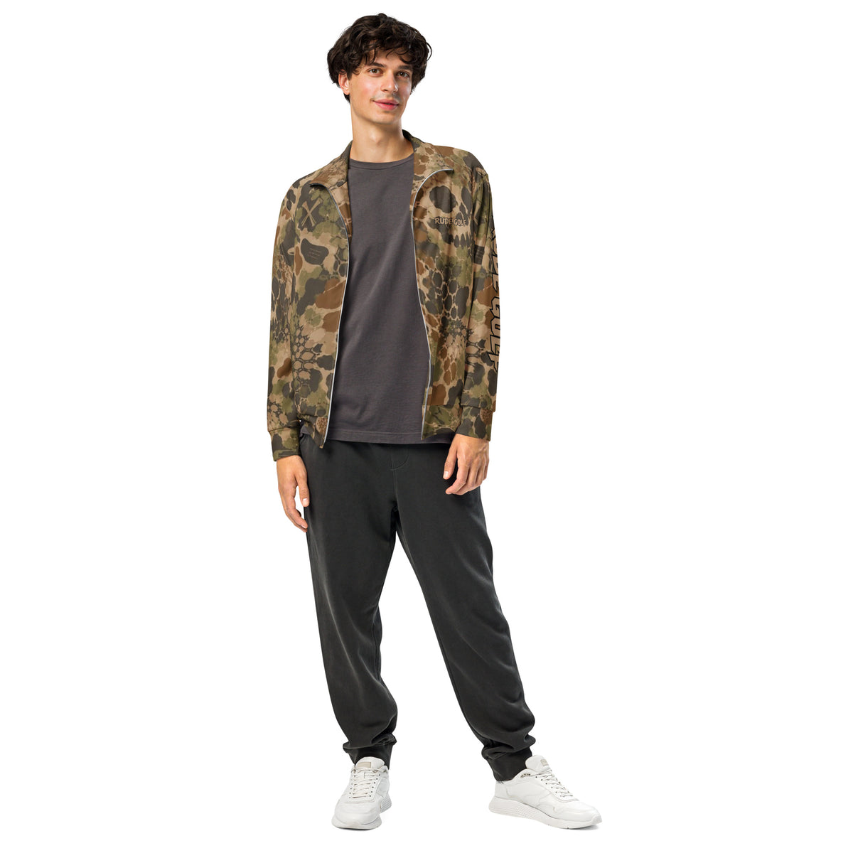 SO RUDE — Hex Skull Camo Track Jacket — front view