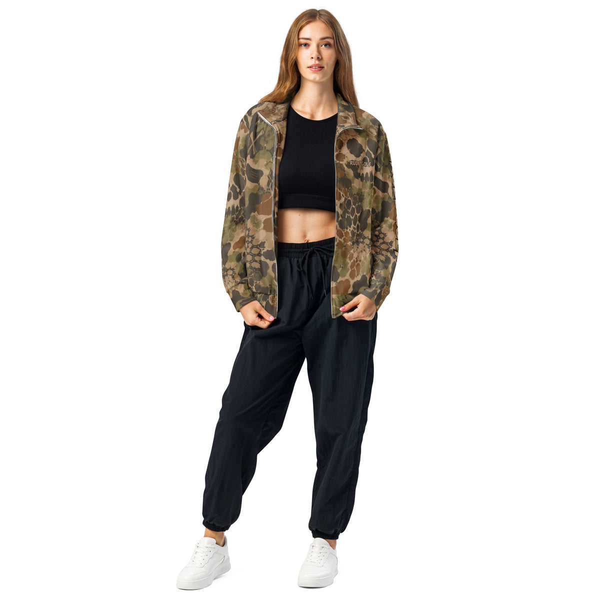 SO RUDE — Hex Skull Camo Track Jacket — front view