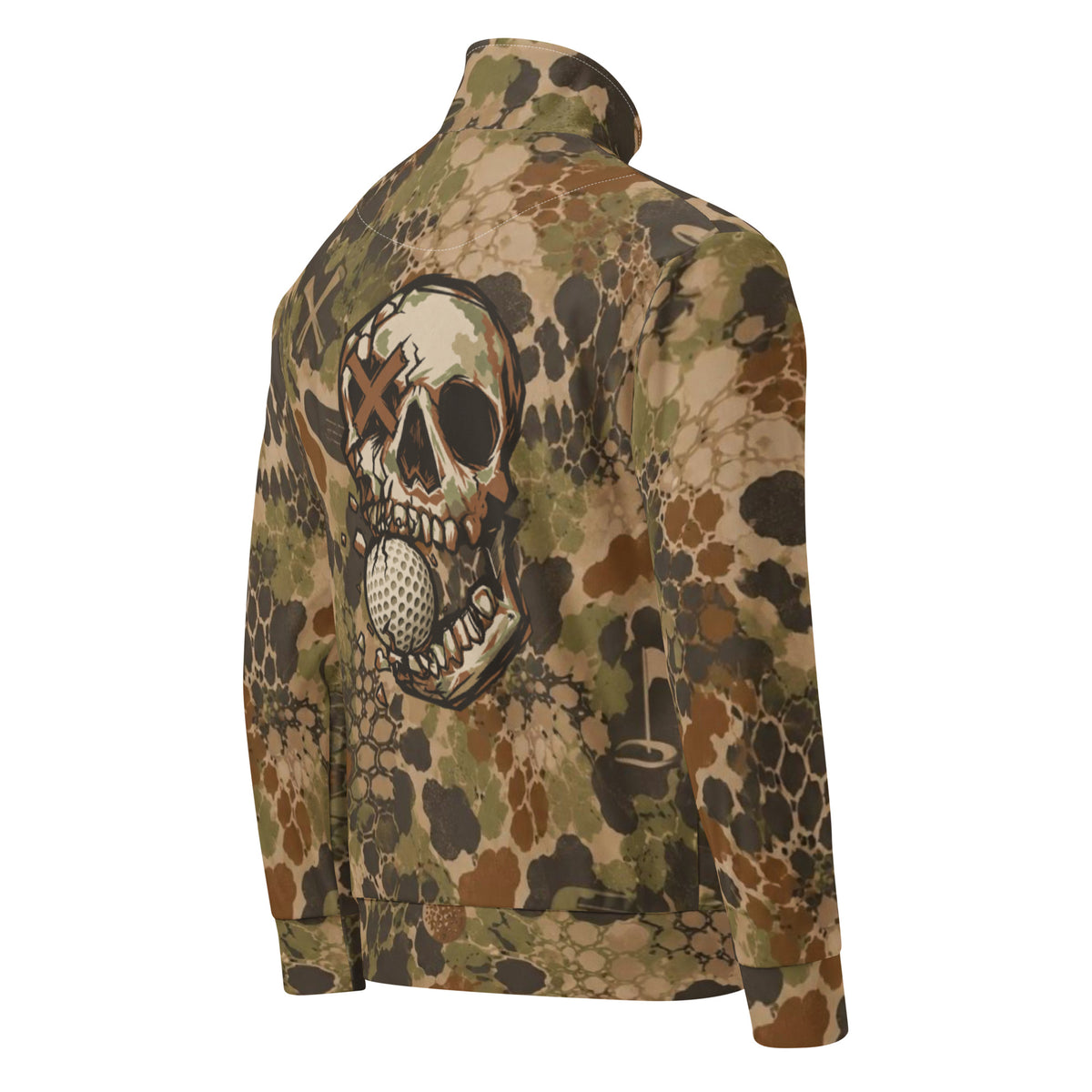 SO RUDE — Hex Skull Camo Track Jacket — right back view
