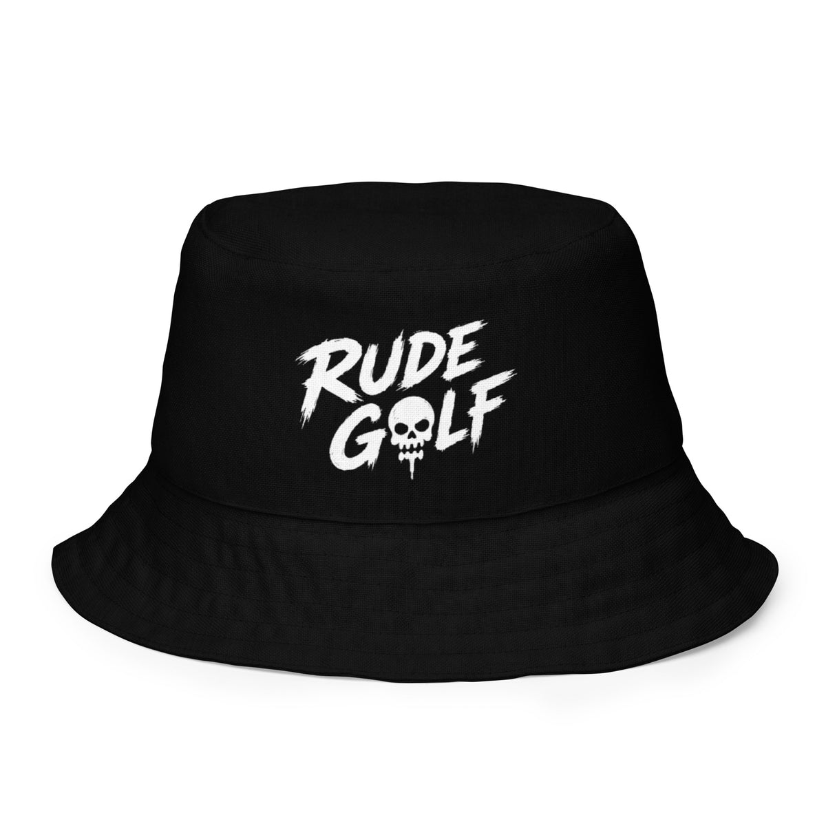 DOUBLE TROUBLE — Reversible Skull Camo Bucket Hat — front view
