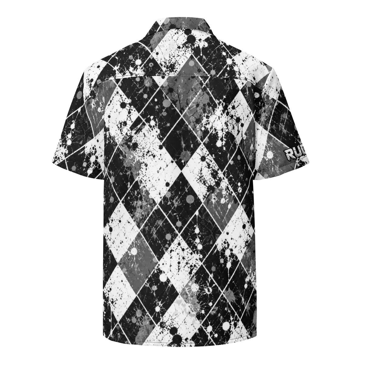 BLACK EYE ARGYLE — Distressed Golf Button-Up — back view