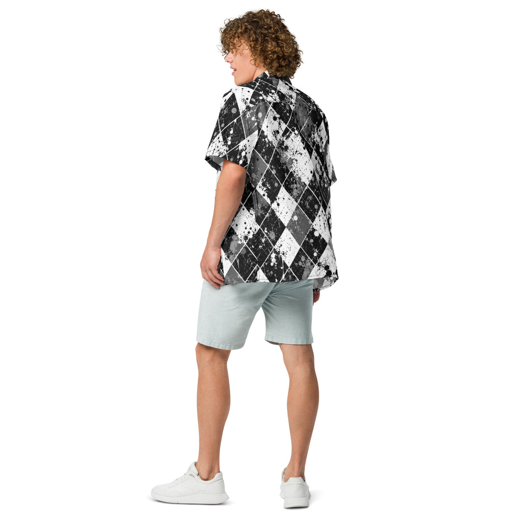 BLACK EYE ARGYLE — Distressed Golf Button-Up — back view