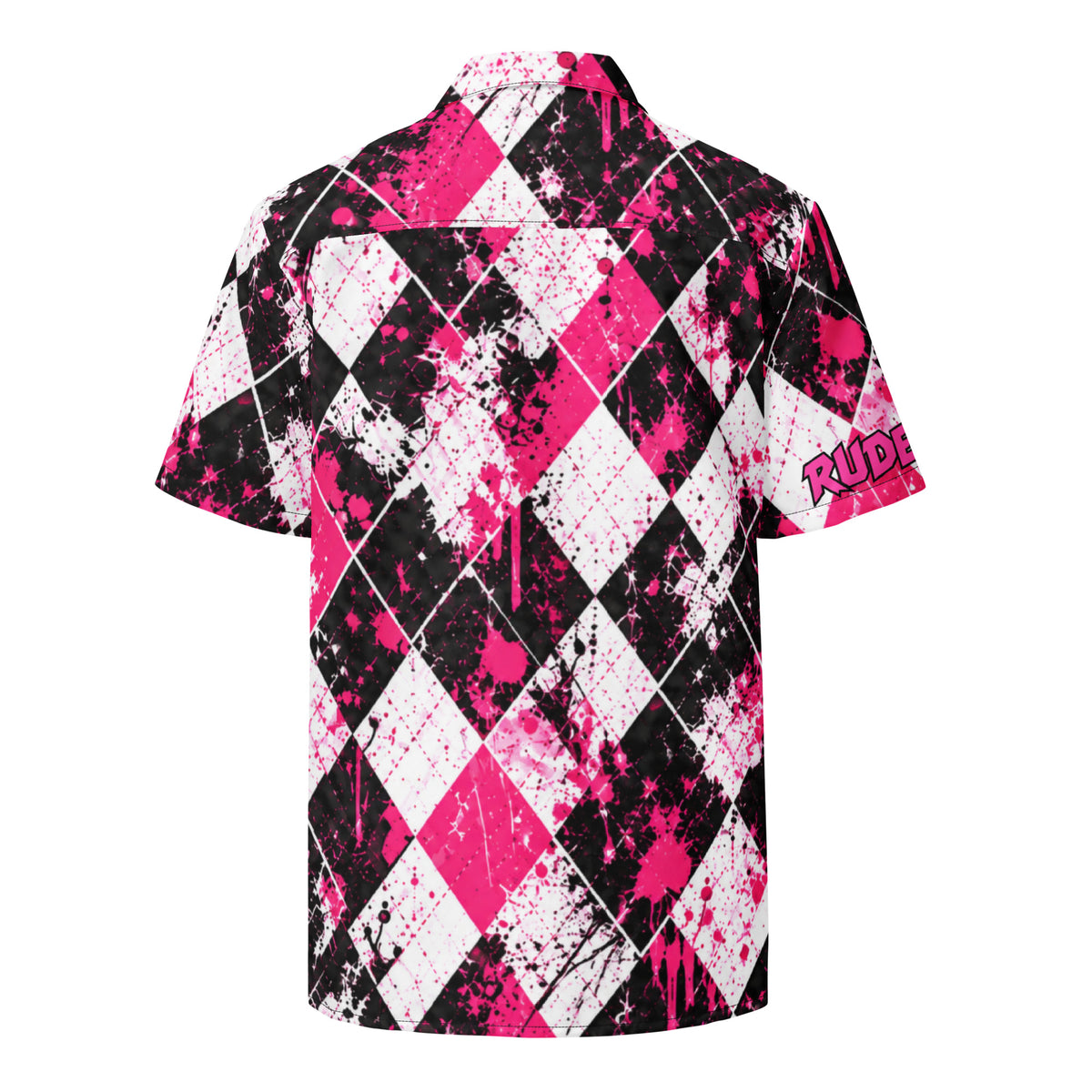 PINK SLIP — Pink Argyle Golf Button-Up — back view