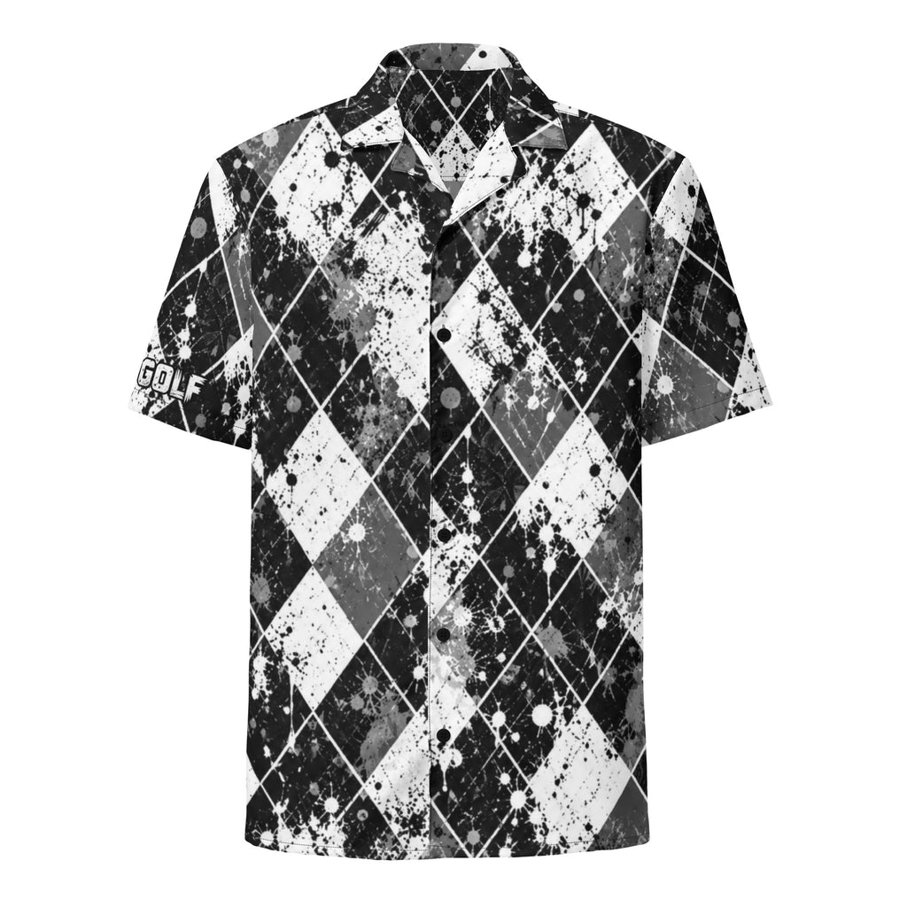 BLACK EYE ARGYLE — Distressed Golf Button-Up — front view