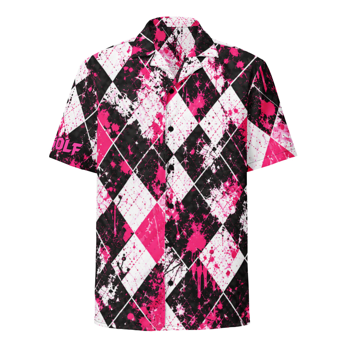 PINK SLIP — Pink Argyle Golf Button-Up — front view