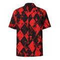 BLOOD IN THE WATER Black & Red Argyle Golf Shirt Unisex button shirt — front view