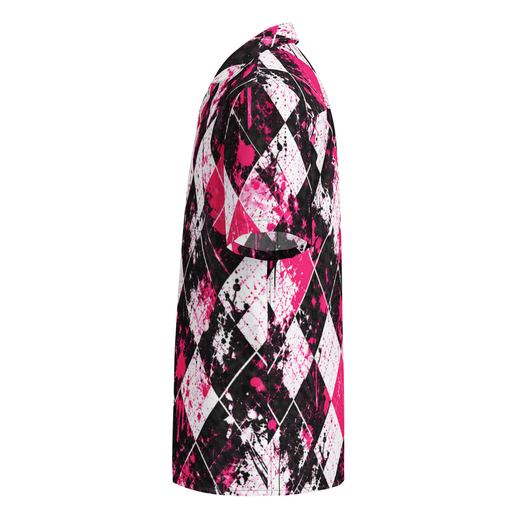 PINK SLIP — Pink Argyle Golf Button-Up — left side view