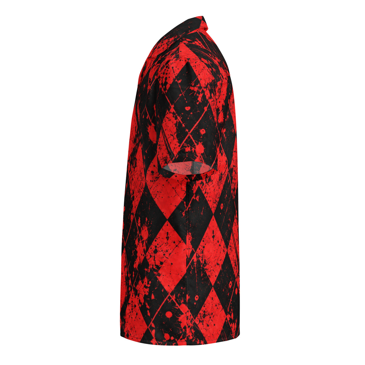 BLOOD IN THE WATER Black & Red Argyle Golf Shirt Unisex button shirt — left side view