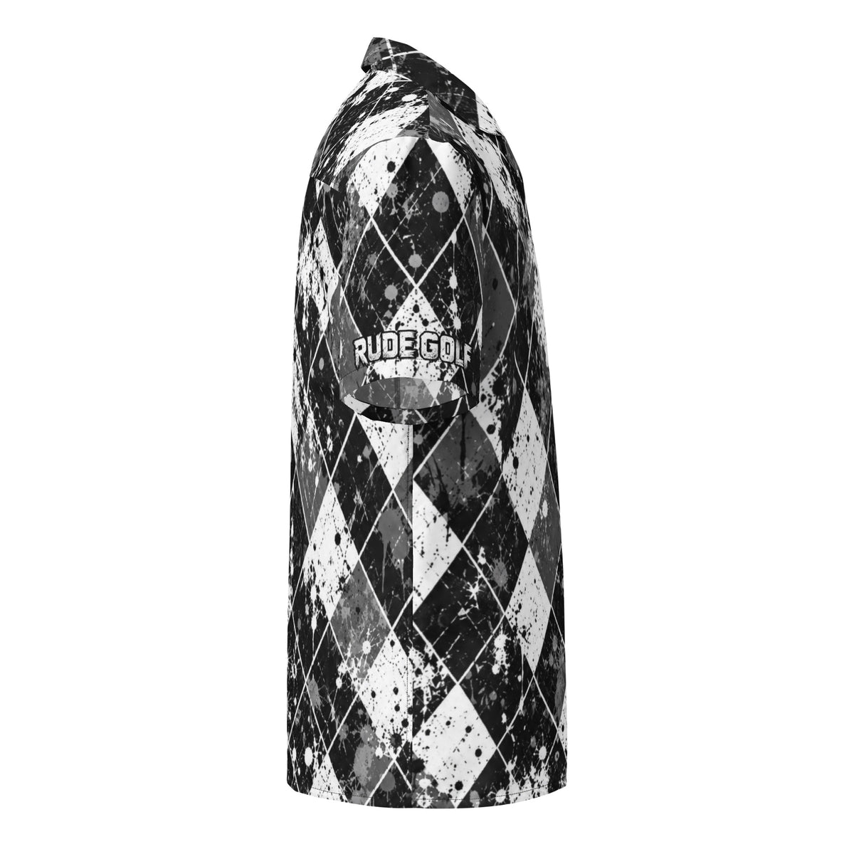 BLACK EYE ARGYLE — Distressed Golf Button-Up — right side view