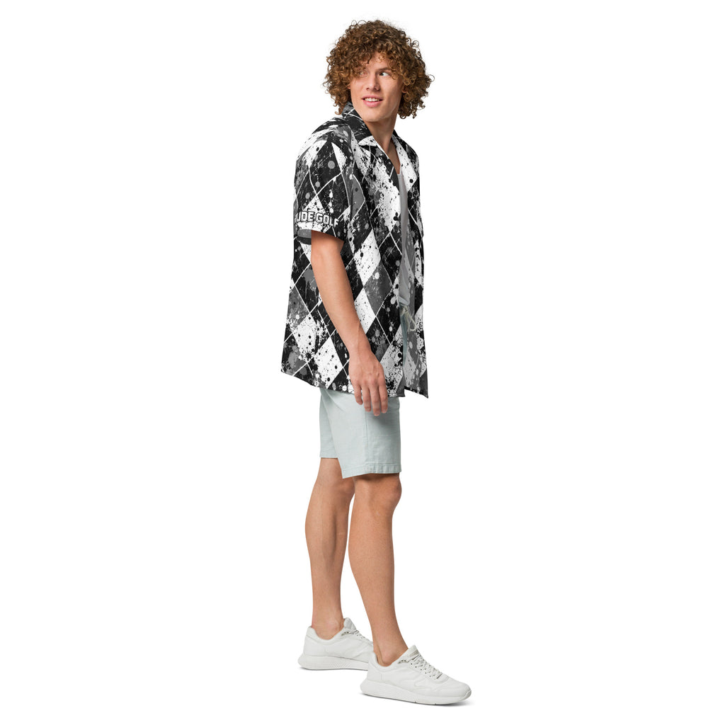 BLACK EYE ARGYLE — Distressed Golf Button-Up — right side view