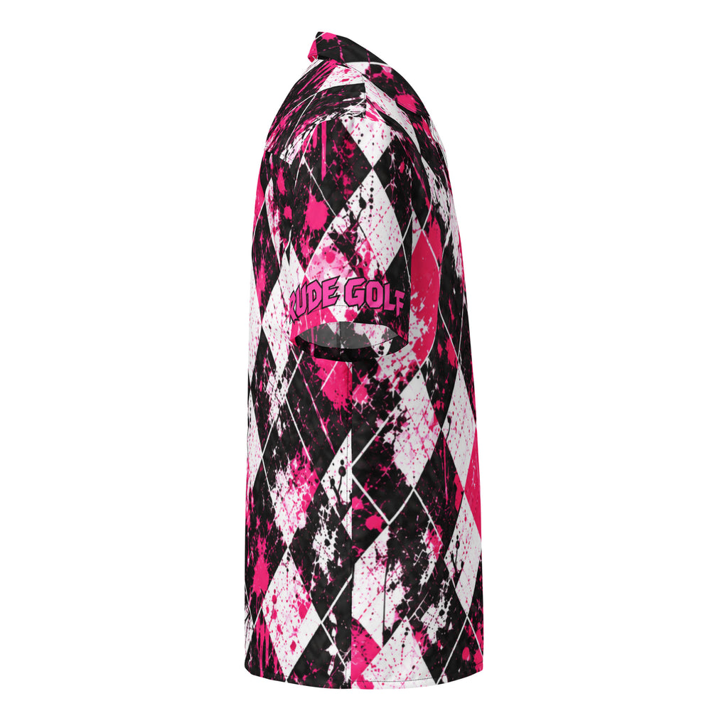 PINK SLIP — Pink Argyle Golf Button-Up — right side view