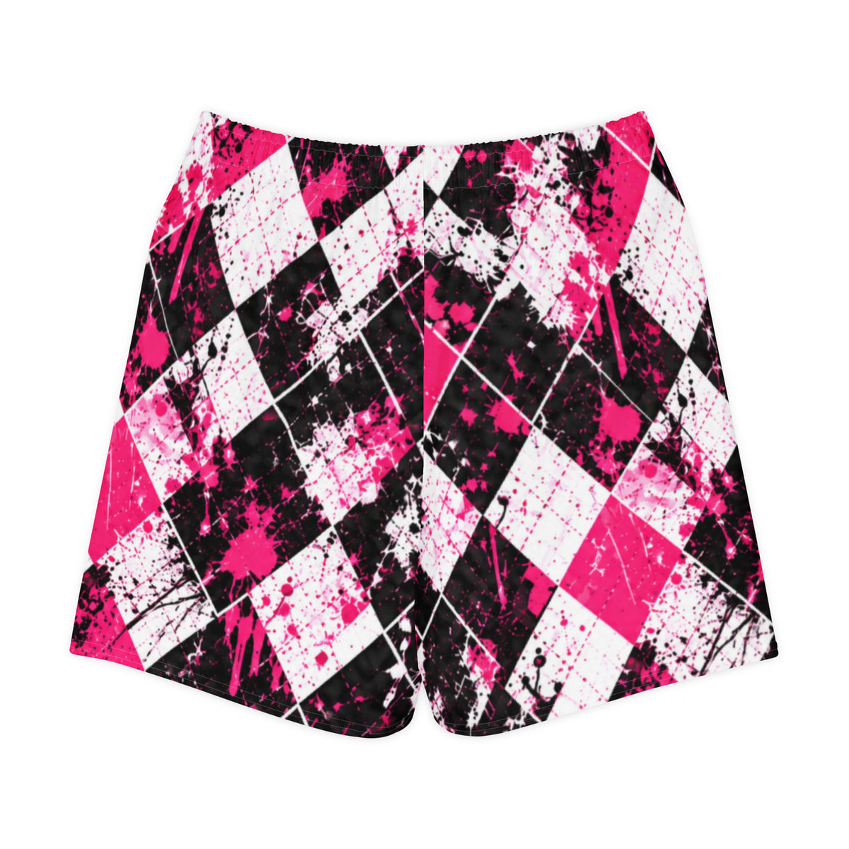 RUDE PINK — Pink Argyle Long Shorts — back view