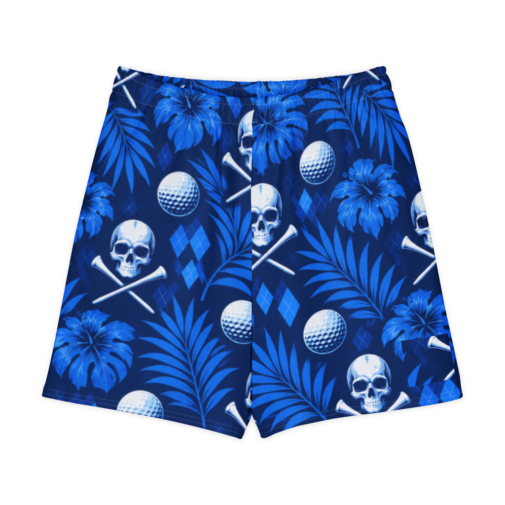 BLUE SKULL TROPIC — Long Golf Shorts — front view