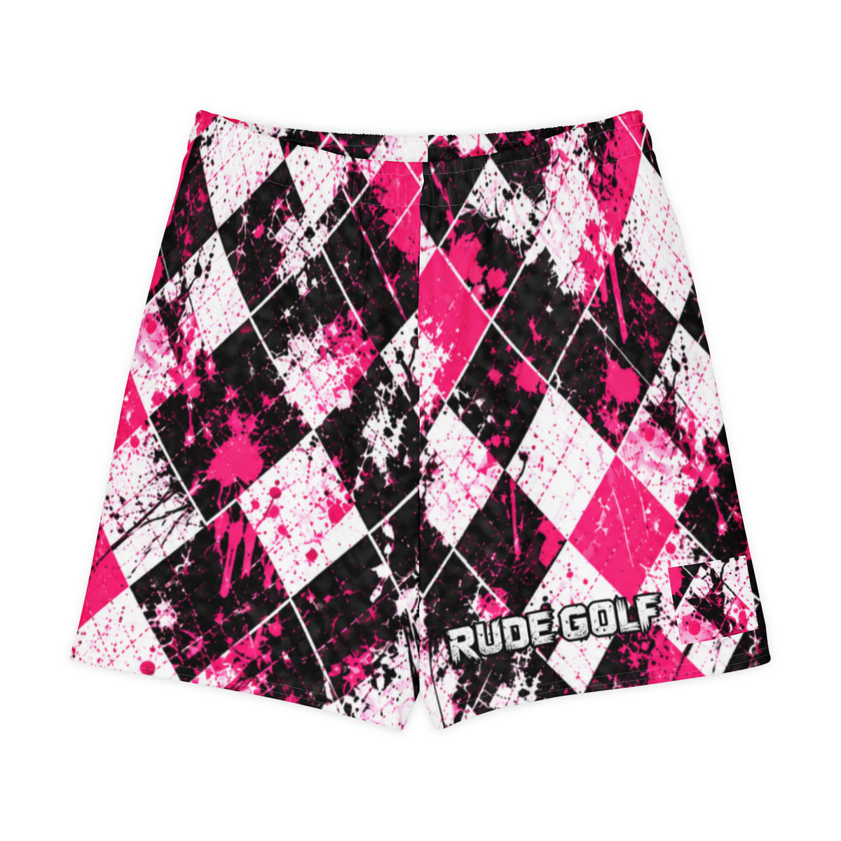 RUDE PINK — Pink Argyle Long Shorts — front view