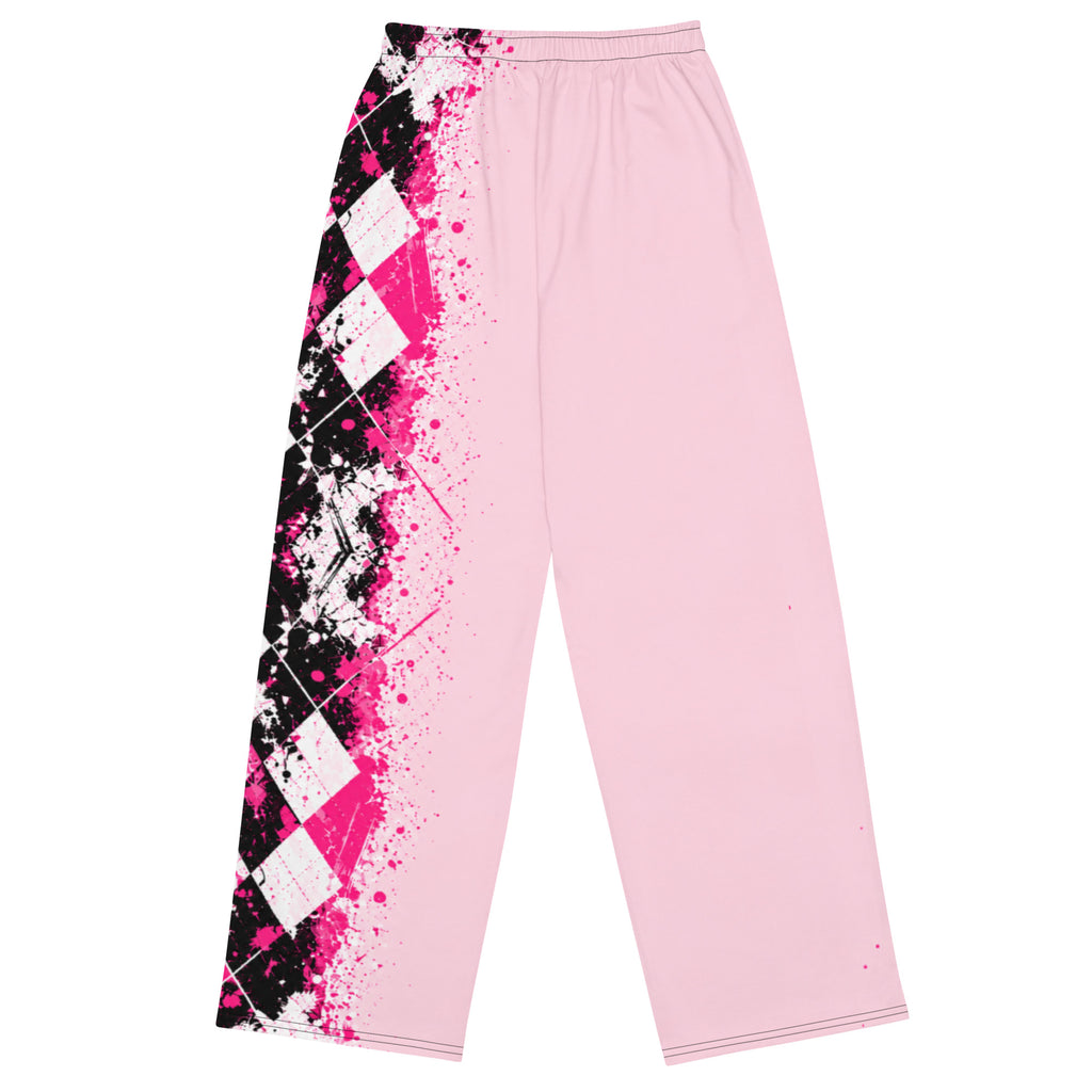 PRETTY IN PUNK — Pink Argyle Wide-Leg Pants — back view