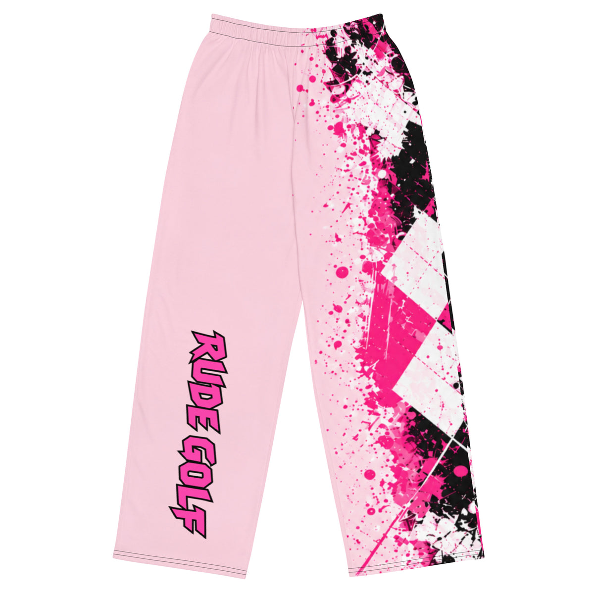 PRETTY IN PUNK — Pink Argyle Wide-Leg Pants — front view