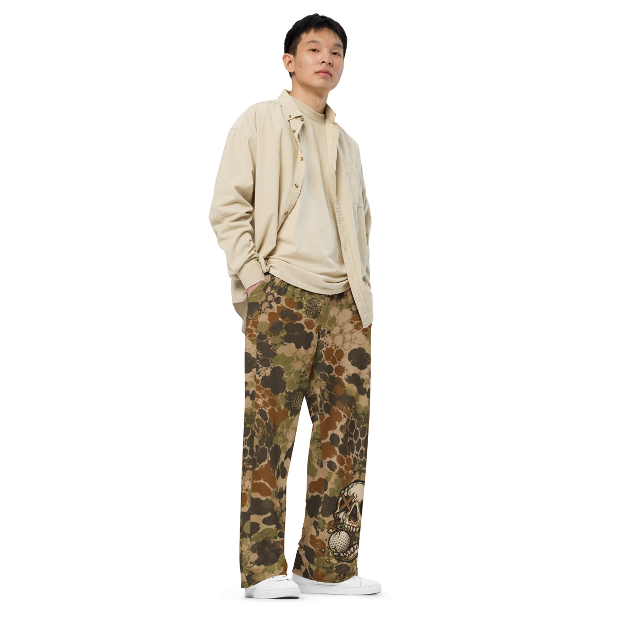 ROUGH COUNTRY — Skull Camo Wide-Leg Pants — right front view