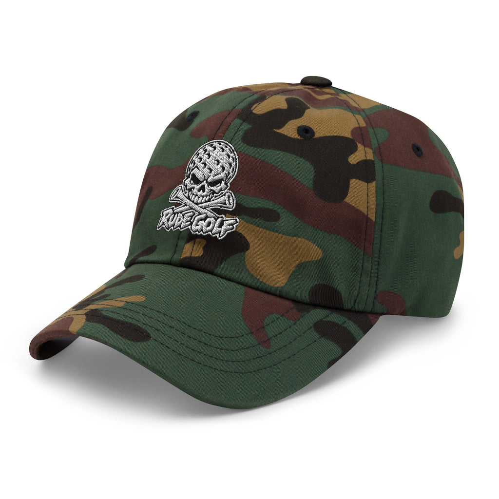 LEGEND — Embroidered Skull Golf Hat — left front view