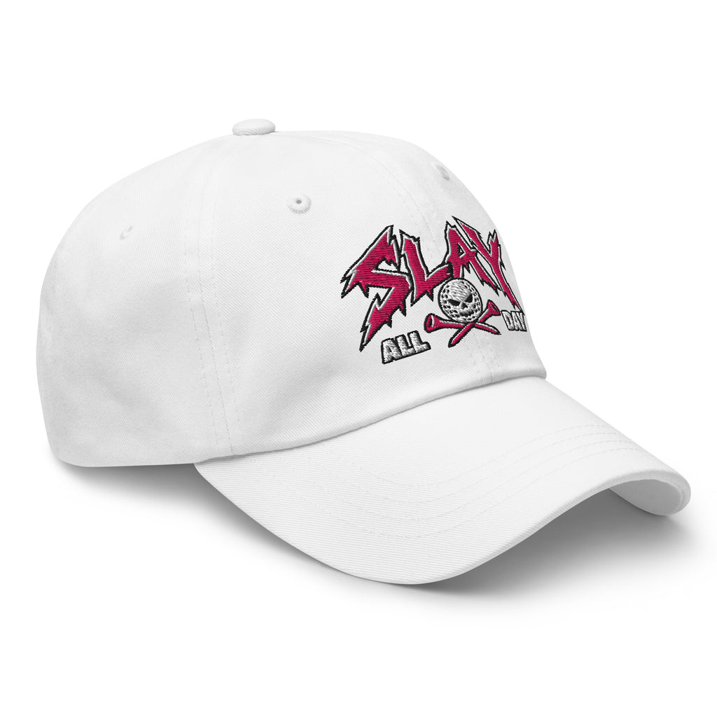 SLAY ALL DAY golf hat — right front view