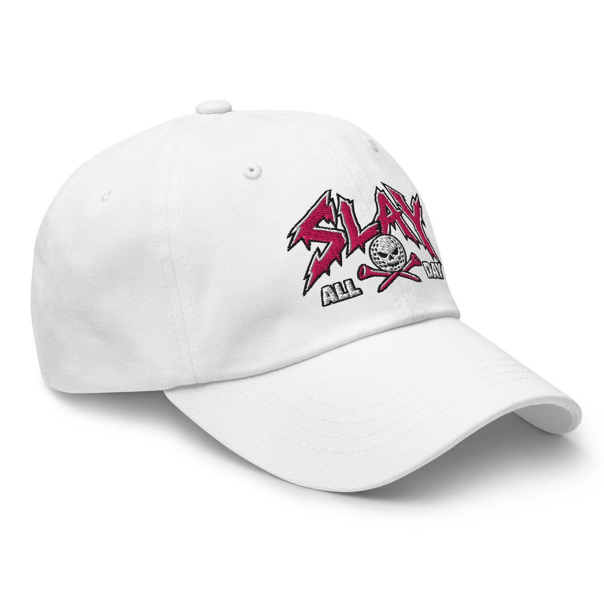 SLAY ALL DAY golf hat — right front view