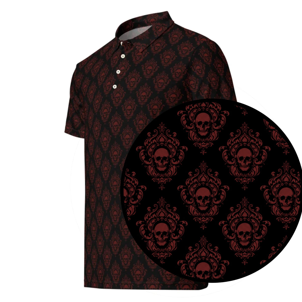 DEAD RED golf polo — design detail