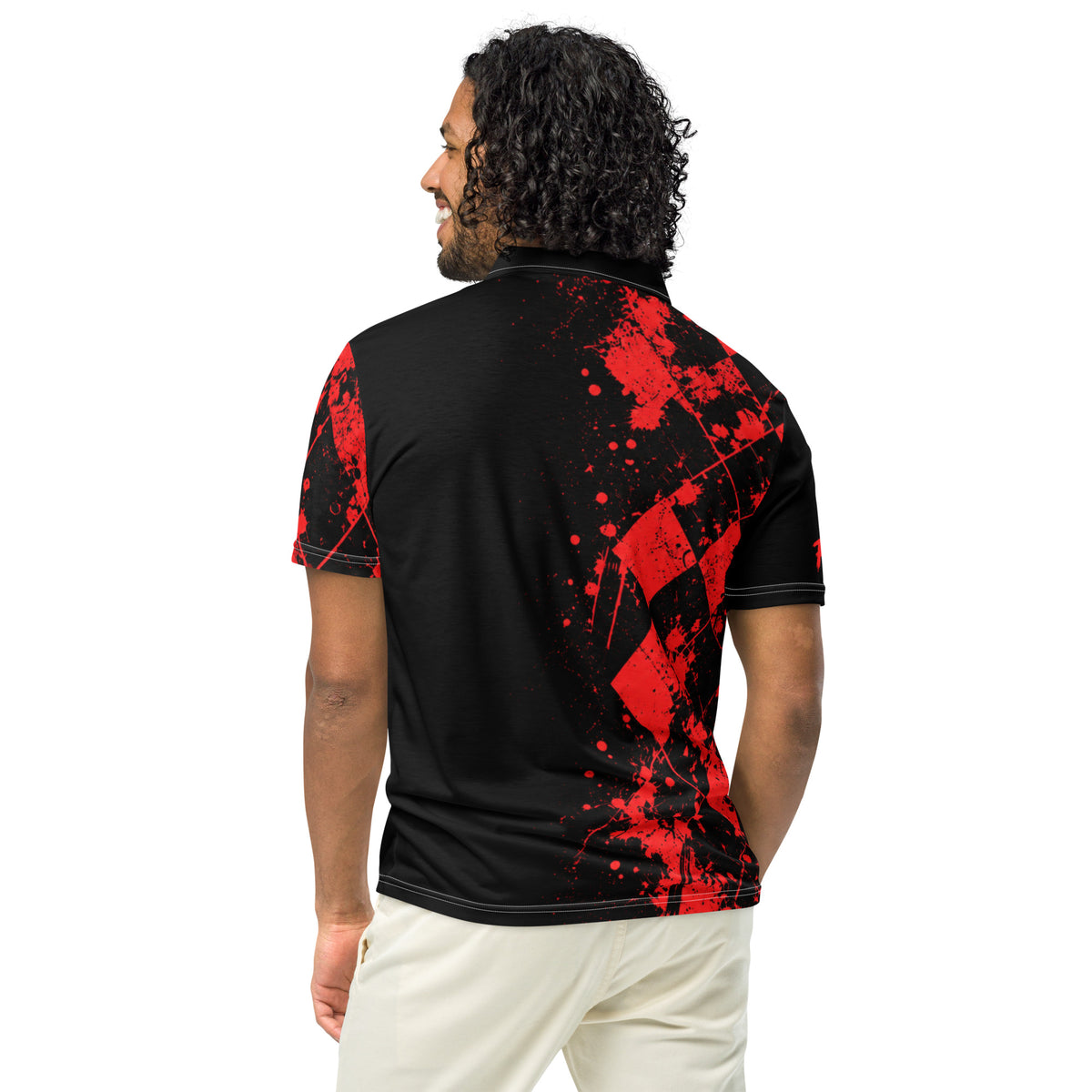 HELL OF A ROUND — Black & Red Golf Polo — back view