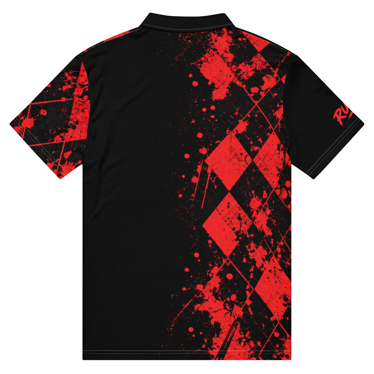 HELL OF A ROUND — Black & Red Golf Polo — back view