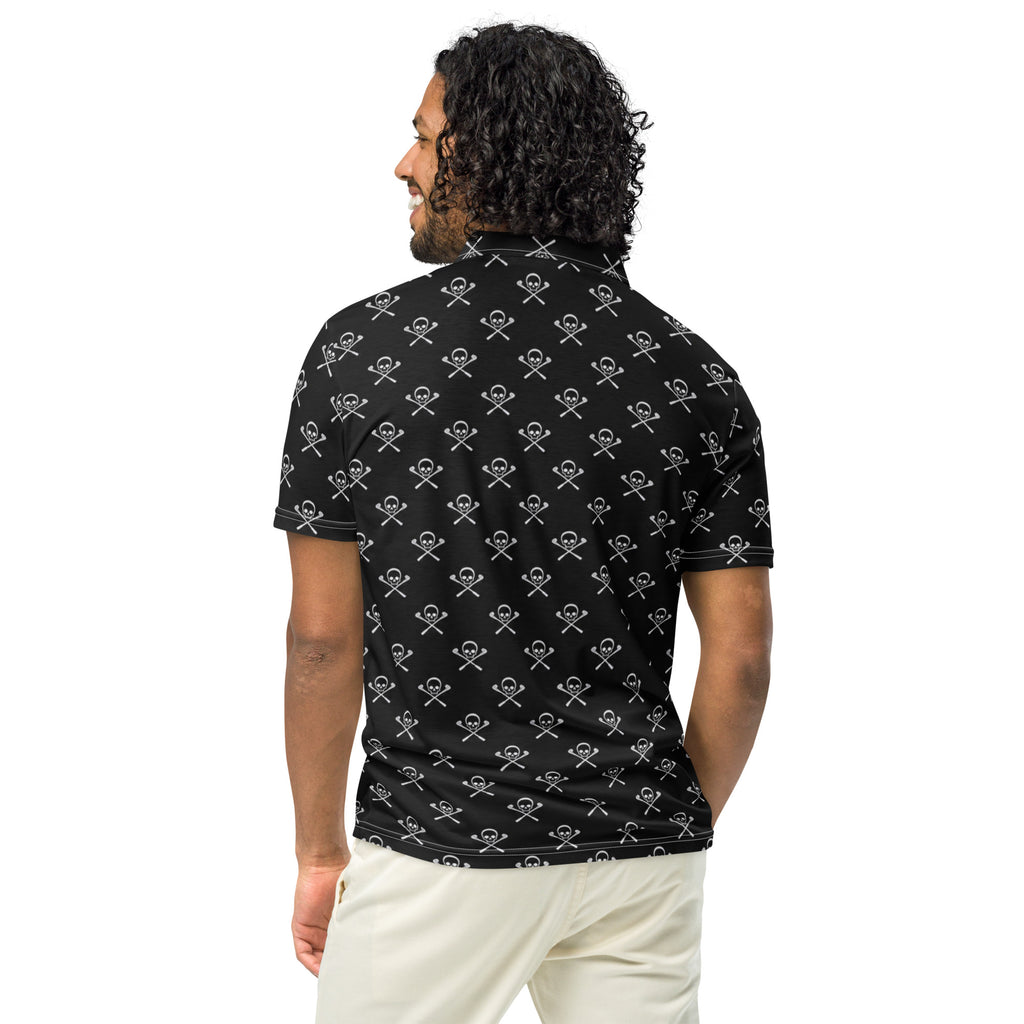 DEAD MAN — Skull & Crossed Clubs Golf Polo — back view
