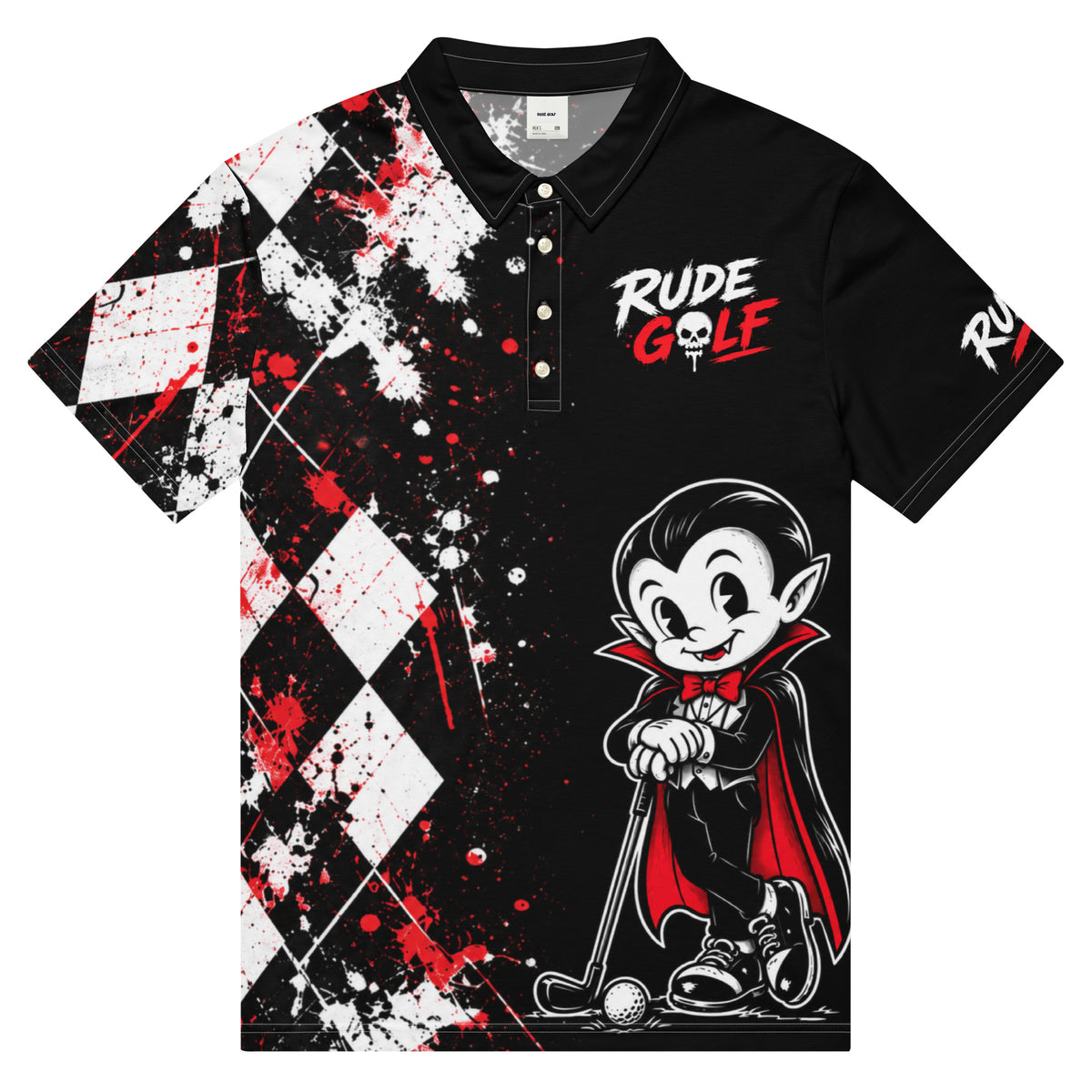 BLOOD ON THE FAIRWAY — Vampire Golf Polo — front view