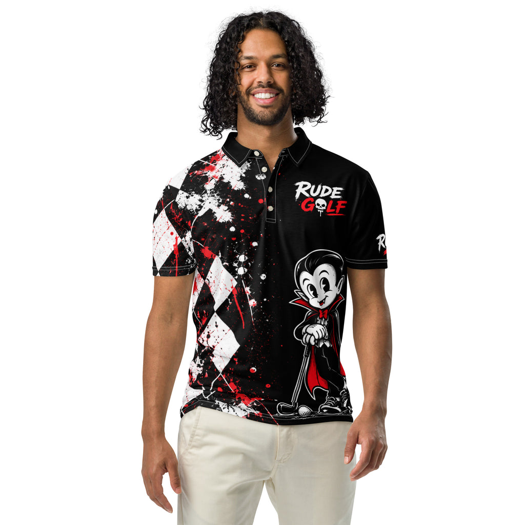 BLOOD ON THE FAIRWAY — Vampire Golf Polo — front view
