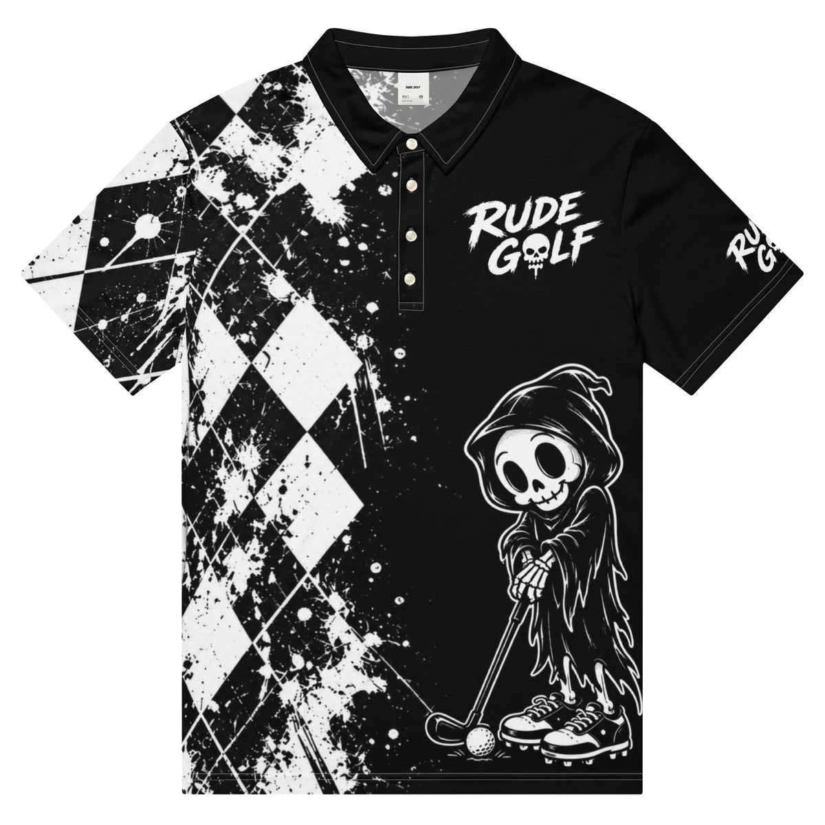 DEAD SERIOUS — Grim Reaper Golf Polo — front view
