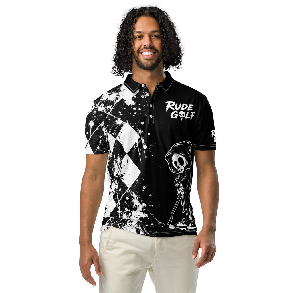 DEAD SERIOUS — Grim Reaper Golf Polo — front view