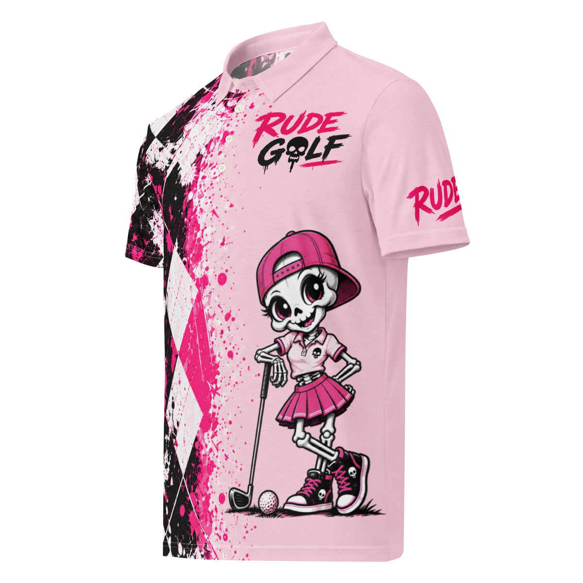 PRETTY DEADLY women’s golf polo — left front view