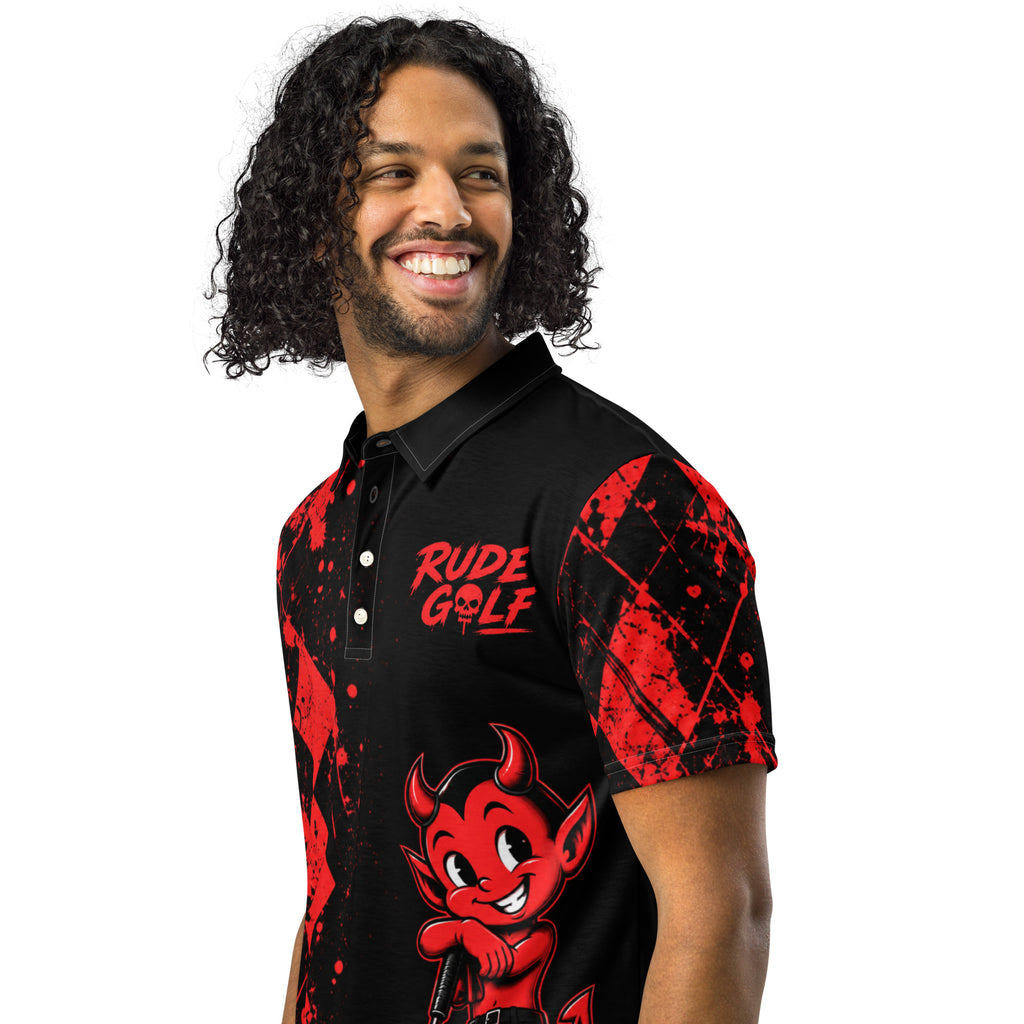 HELL OF A ROUND — Black & Red Golf Polo — left front view