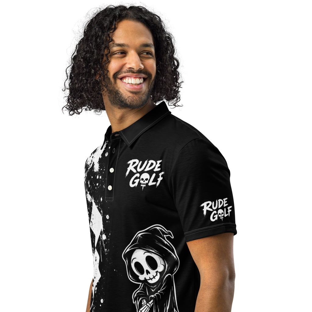 DEAD SERIOUS — Grim Reaper Golf Polo — left front view