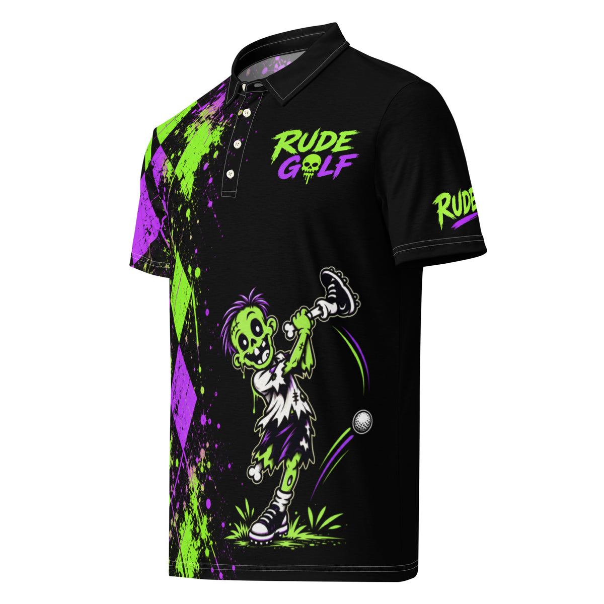GREEN FEES — Zombie Golf Polo — left front view