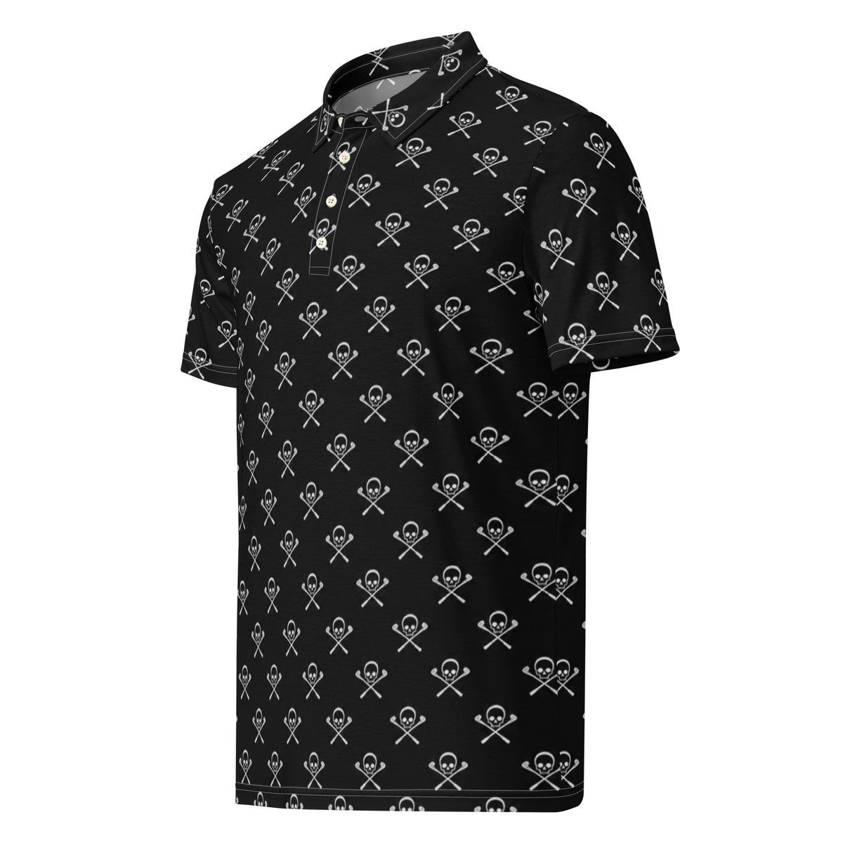 DEAD MAN — Skull & Crossed Clubs Golf Polo — left front view
