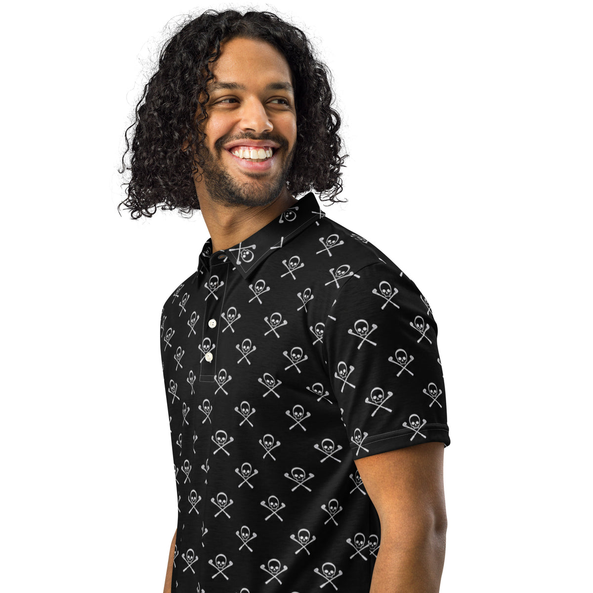 DEAD MAN — Skull & Crossed Clubs Golf Polo — left front view