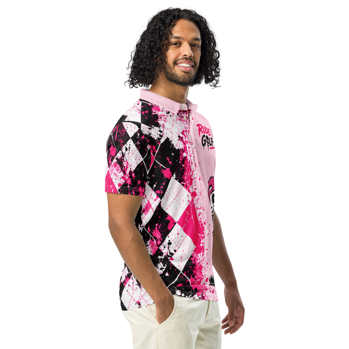 PRETTY DEADLY women’s golf polo — right front view