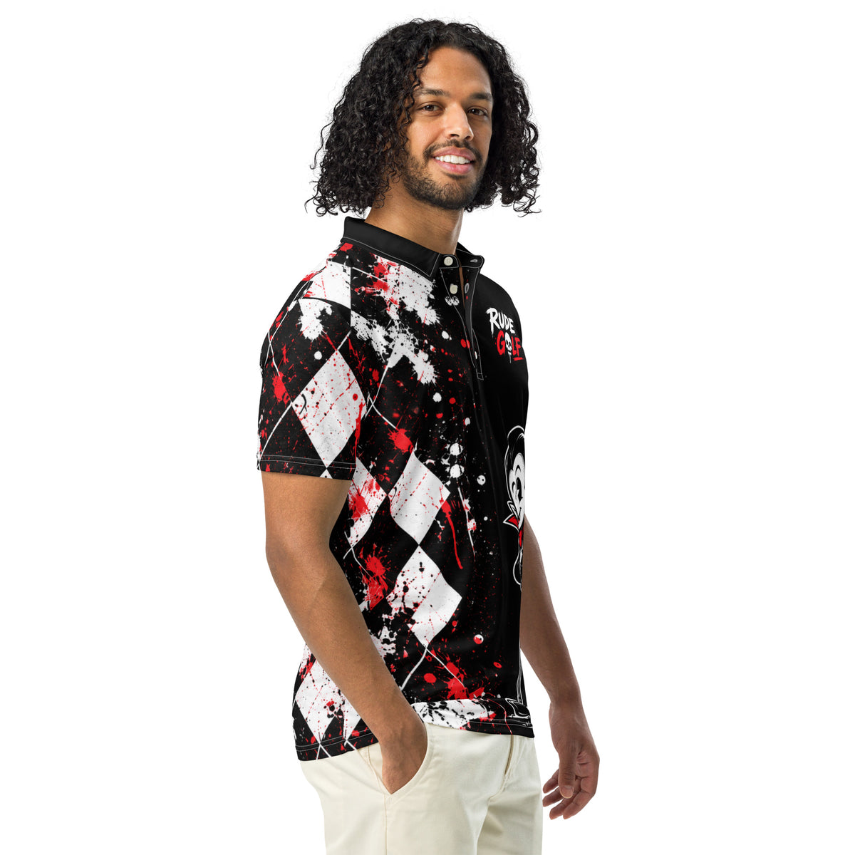 BLOOD ON THE FAIRWAY — Vampire Golf Polo — right front view