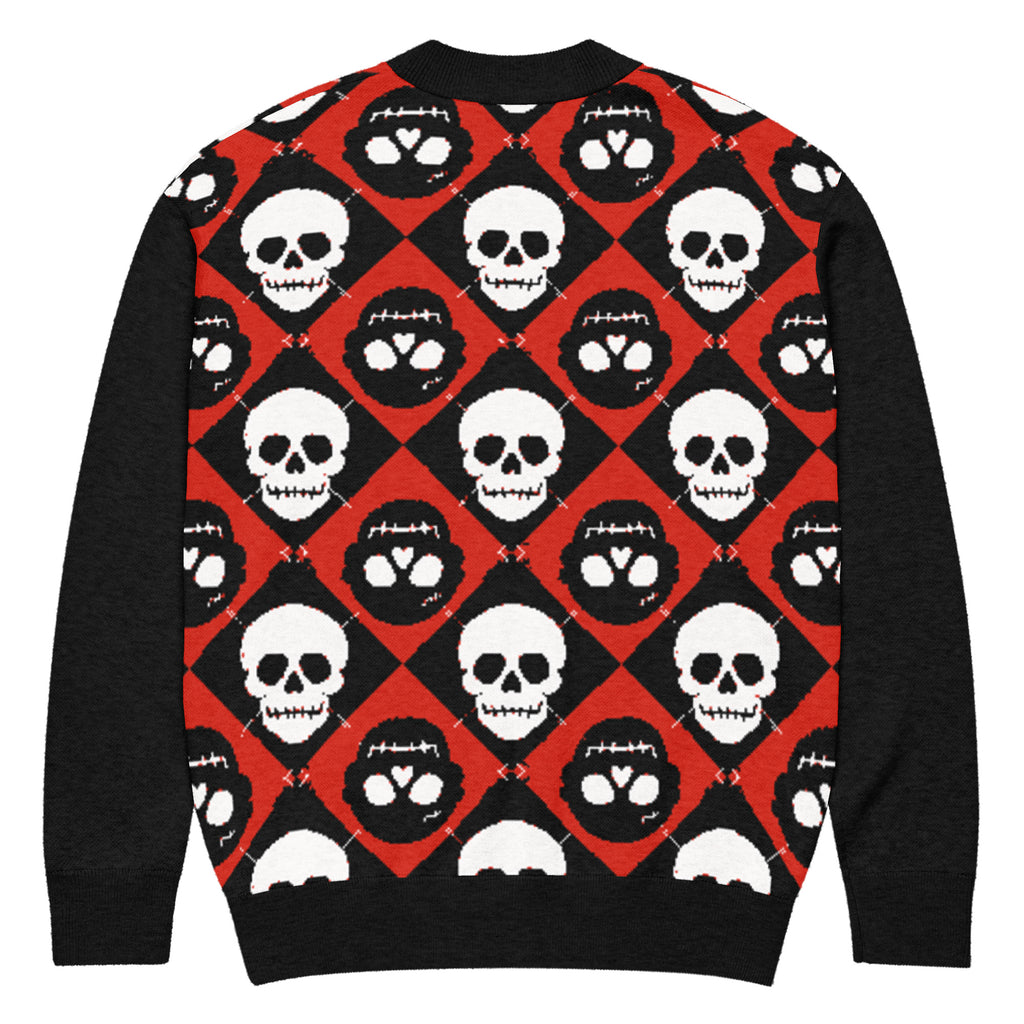 DEAD FORMAL — Skull Argyle Long-Sleeve Cardigan — back view