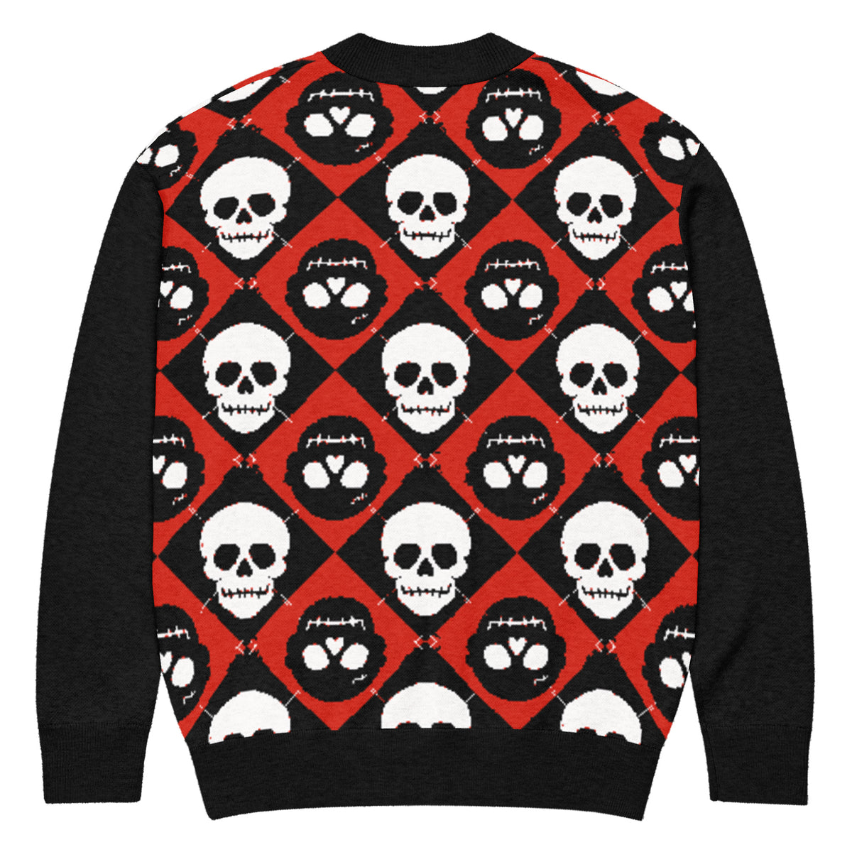 DEAD FORMAL — Skull Argyle Long-Sleeve Cardigan — back view