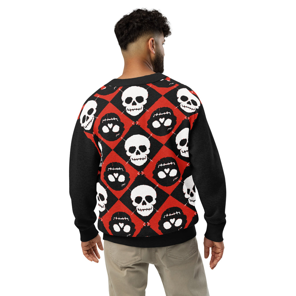 DEAD FORMAL — Skull Argyle Long-Sleeve Cardigan — back view