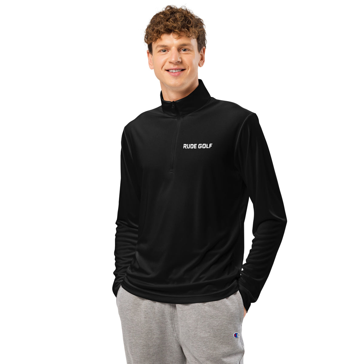 RUDE GOLF — Lightweight Performance Quarter-Zip — front view